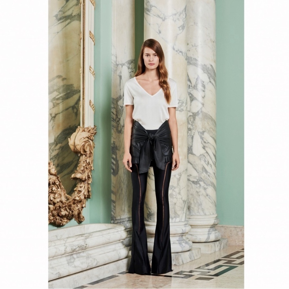 Andrea Bogosian Black Flared Pant with Net Mesh Detail Festival Size Small (P)